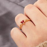 Heart Simulated Ruby Ring Wedding Jewelry Women Anniversary Gift R678