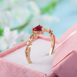 Heart Simulated Ruby Ring Wedding Jewelry Women Anniversary Gift R678