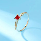 Heart Simulated Ruby Ring Wedding Jewelry Women Anniversary Gift R678