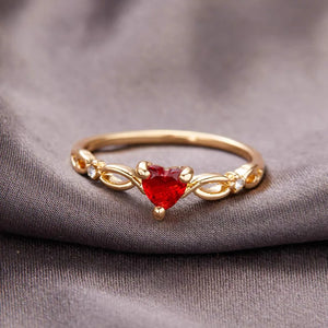 Heart Simulated Ruby Ring Wedding Jewelry Women Anniversary Gift R678