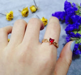 Heart Simulated Ruby Ring Wedding Jewelry Women Anniversary Gift R678