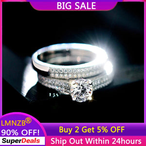 Tibetan Silver Zircon Wedding Band Set for Women R131