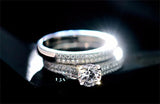 Tibetan Silver Zircon Wedding Band Set for Women R131
