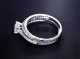 Tibetan Silver Zircon Wedding Band Set for Women R131