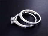 Tibetan Silver Zircon Wedding Band Set for Women R131