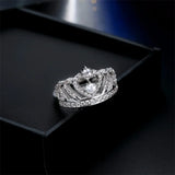 Tibetan Silver Crown Ring with CZ for Women