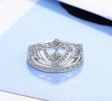Tibetan Silver Crown Ring with CZ for Women