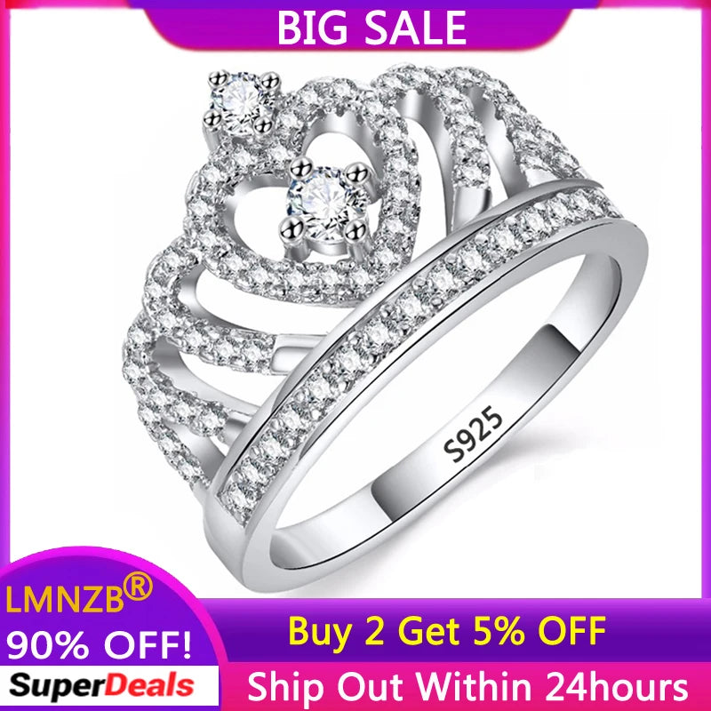 Tibetan Silver Crown Ring with CZ for Women