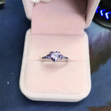 Tibetan Silver Wedding Ring Heart Purple Crystal