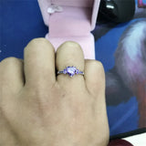 Tibetan Silver Wedding Ring Heart Purple Crystal