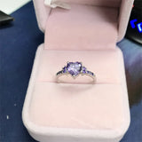 Tibetan Silver Wedding Ring Heart Purple Crystal