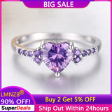 Tibetan Silver Wedding Ring Heart Purple Crystal