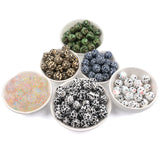100pcs Silicone Baby Teether Beads Tie Dye Leopard Terrazzo Dalmatian Camo BPA