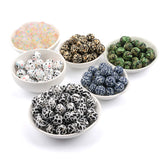 100pcs Silicone Baby Teether Beads Tie Dye Leopard Terrazzo Dalmatian Camo BPA