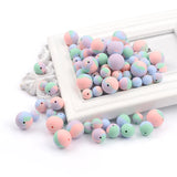 100pcs Silicone Baby Teether Beads Tie Dye Leopard Terrazzo Dalmatian Camo BPA