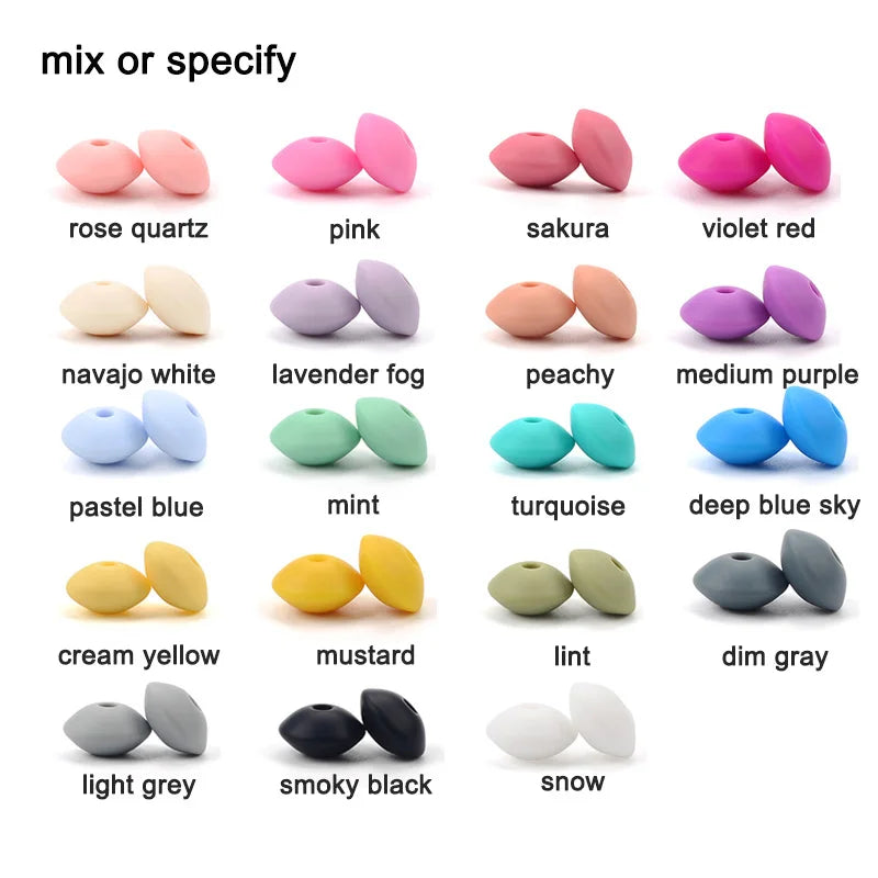 100pcs Silicone Lentil Beads 12mm BPA Free DIY Charms Baby Chew Toy
