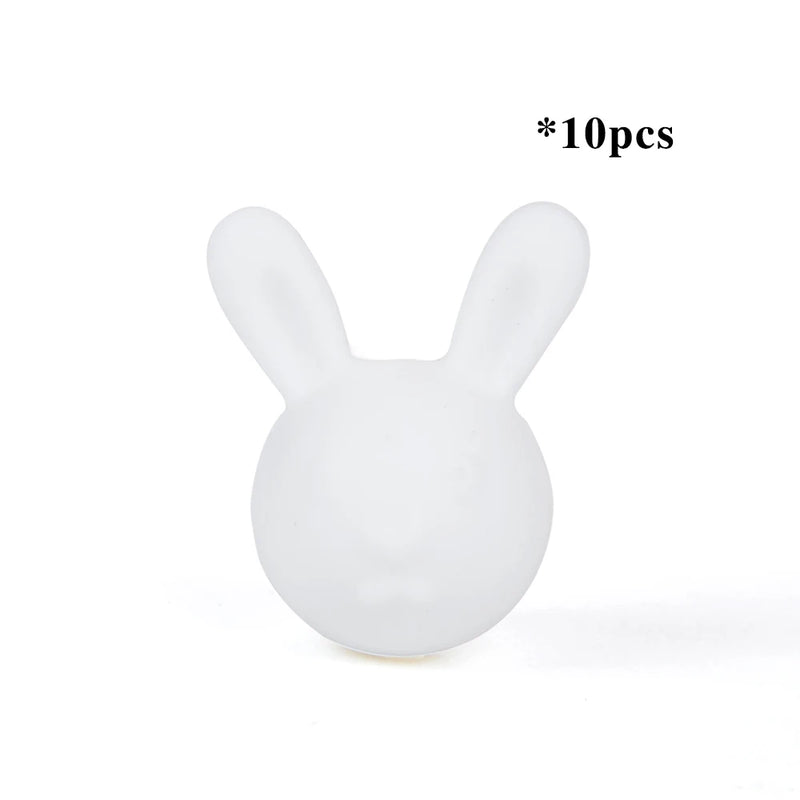 10pcs Rabbit Silicon Beads for Teething Necklace DIY Baby Teether Beads