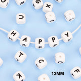 12mm 100pcs Silicone Food Letter Baby Teethers Beads Chewing Alphabet Bead