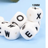 12mm 100pcs Silicone Food Letter Baby Teethers Beads Chewing Alphabet Bead