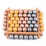 50Pcs Metallic Silver Print Silicone Loose Beads Teething Baby Teether