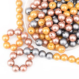 50Pcs Metallic Silver Print Silicone Loose Beads Teething Baby Teether