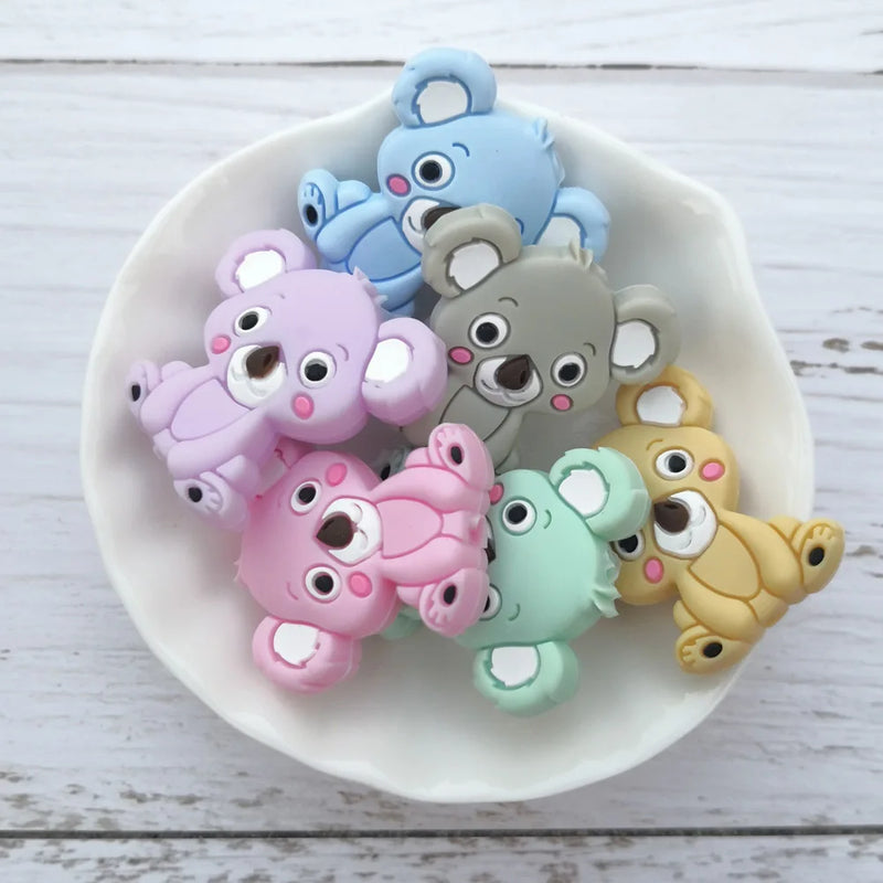 50pcs Mini Koala Silicone Beads for DIY Pacifier Clip Baby Teether Toy