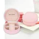 Travel Jewelry Box Round Zipper Macaron Small Storage Case