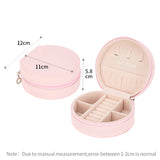 Travel Jewelry Box Round Zipper Macaron Small Storage Case