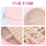 Travel Jewelry Box Round Zipper Macaron Small Storage Case