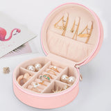 Travel Jewelry Box Round Zipper Macaron Small Storage Case