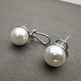 Agate Shell Bead Round Ball Earrings S925 Silver Needle Ear Clip