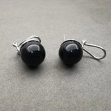 Agate Shell Bead Round Ball Earrings S925 Silver Needle Ear Clip
