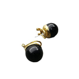 Agate Shell Bead Round Ball Earrings S925 Silver Needle Ear Clip