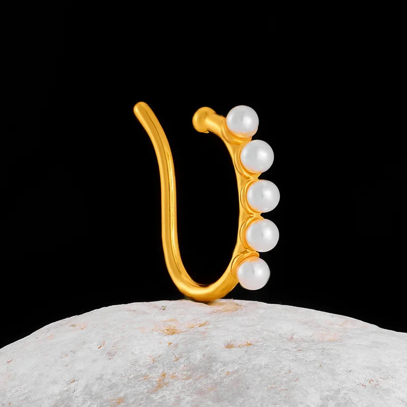 Pearl Earbone Clip Copper Earless Jewelry