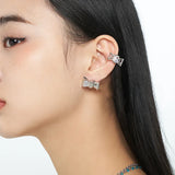Hollow Out Gem Ear Clip Ins Bow Earrings Single Ear Clip