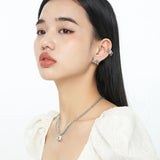 Hollow Out Gem Ear Clip Ins Bow Earrings Single Ear Clip
