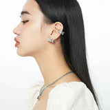 Hollow Out Gem Ear Clip Ins Bow Earrings Single Ear Clip