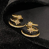 Multi-layer star ear clips women's no-piercing French ear clips wind earrings