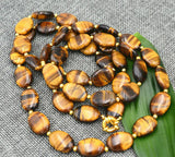32'' Natural Tiger Eye Oval Beads Necklace