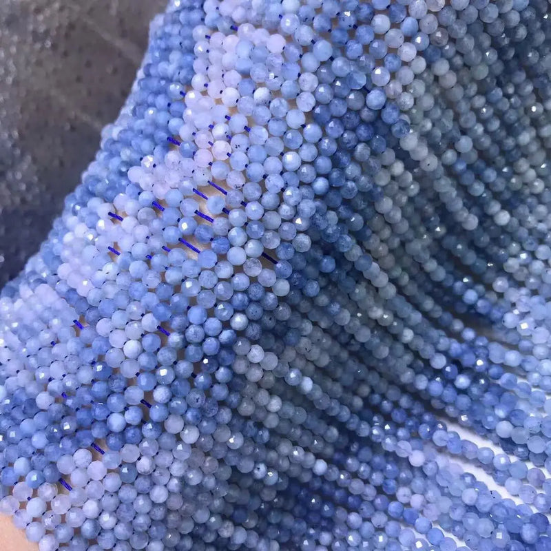 3.5mm Topaz/Aquamarine Faceted Beads for DIY Necklace