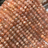 Pink Sunstone Faceted Roundelle 6mm Loose Beads for DIY Jewelry Necklace