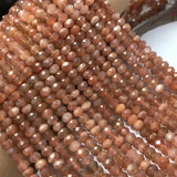 Pink Sunstone Faceted Roundelle 6mm Loose Beads for DIY Jewelry Necklace
