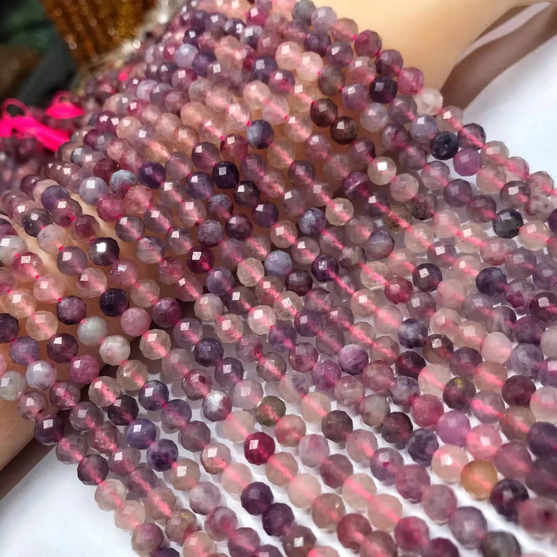 Tourmaline Beads 6mm Round Faceted for DIY Jewelry Necklace Macaroon
