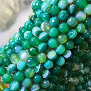 10mm Blue/Red/Purple/Brown Agate Round Faceted Beads 14-inch