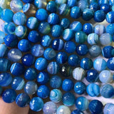 10mm Blue/Red/Purple/Brown Agate Round Faceted Beads 14-inch