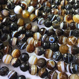 10mm Blue/Red/Purple/Brown Agate Round Faceted Beads 14-inch