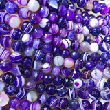 10mm Blue/Red/Purple/Brown Agate Round Faceted Beads 14-inch