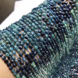 Blue Tourmaline Coin Faceted Loose Beads 2*4mm Natural 14 inch