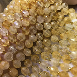 Citrine Loose Beads Round Square Faceted 8/10mm for DIY Jewelry Necklace