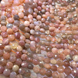 Colorful Sunstone Coin Faceted Loose Beads 6/8mm 14 inch